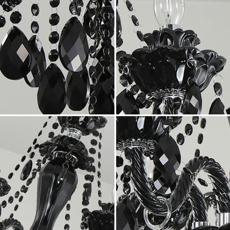 Luxus-Kristall-Kronleuchter im europäischen Stil, schwarze Pendelleuchte