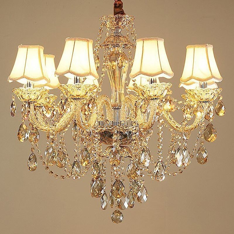 Kristall Kronleuchter Cognac Decke Licht Luxus Europäischen
