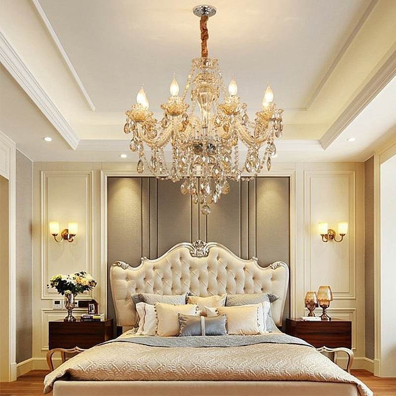 Kristall Kronleuchter Cognac Decke Licht Luxus Europäischen