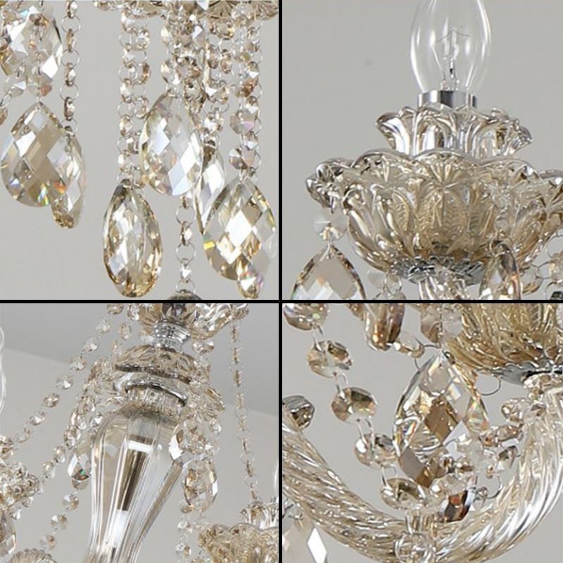 Kristall Kronleuchter Cognac Decke Licht Luxus Europäischen