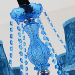 Blauer Kristall-Kronleuchter im europäischen Stil, einzigartige Pendelleuchte