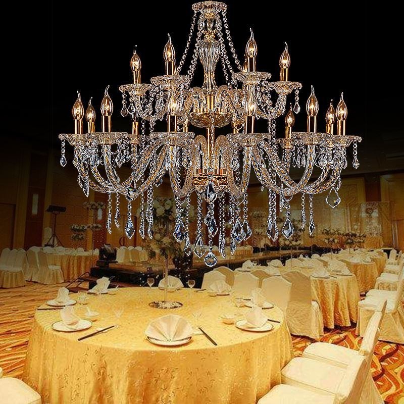 Luxus Kristall Kronleuchter Goldene Europäische Gewinde Arm Decke Licht