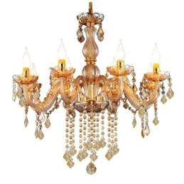 Europäischer Kristall-Kronleuchter, elegante bernsteinfarbene Pendelleuchte