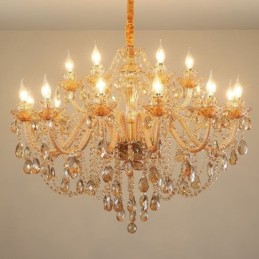 Europäischer Kristall-Kronleuchter Luxus Cognac Pendelleuchte