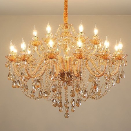 Europäischer Kristall-Kronleuchter Luxus Cognac Pendelleuchte Europäischer Kristall-Kronleuchter Luxus Cognac Pendelleuchte
