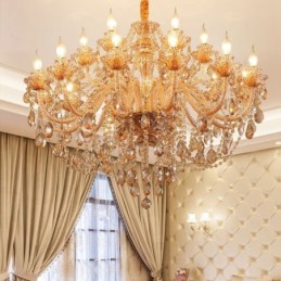 Europäischer Kristall-Kronleuchter Luxus Cognac Pendelleuchte