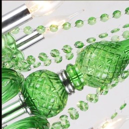 Einzigartiger Kristall-Kronleuchter im europäischen Stil, grasgrüne Pendelleuchte