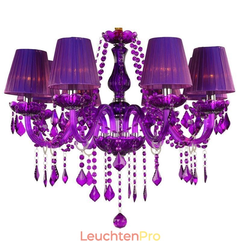 Eleganter Kristall-Kronleuchter im europäischen Stil, violette Pendelleuchte