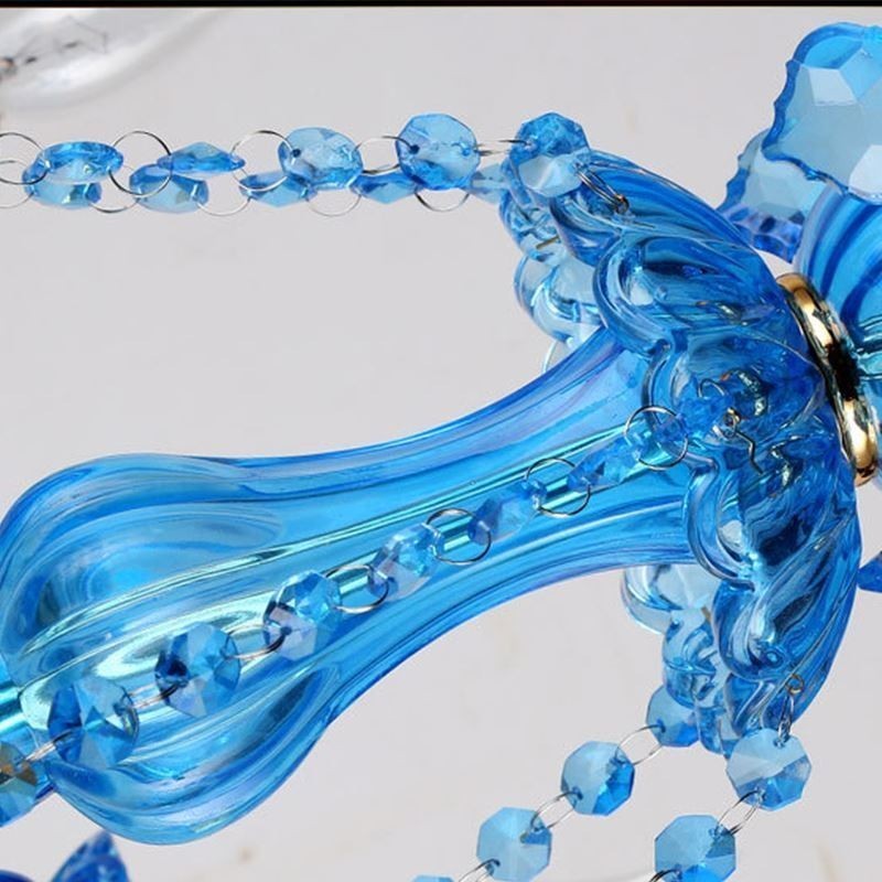 Eleganter Kristall-Kronleuchter, europäische blaue Pendelleuchte