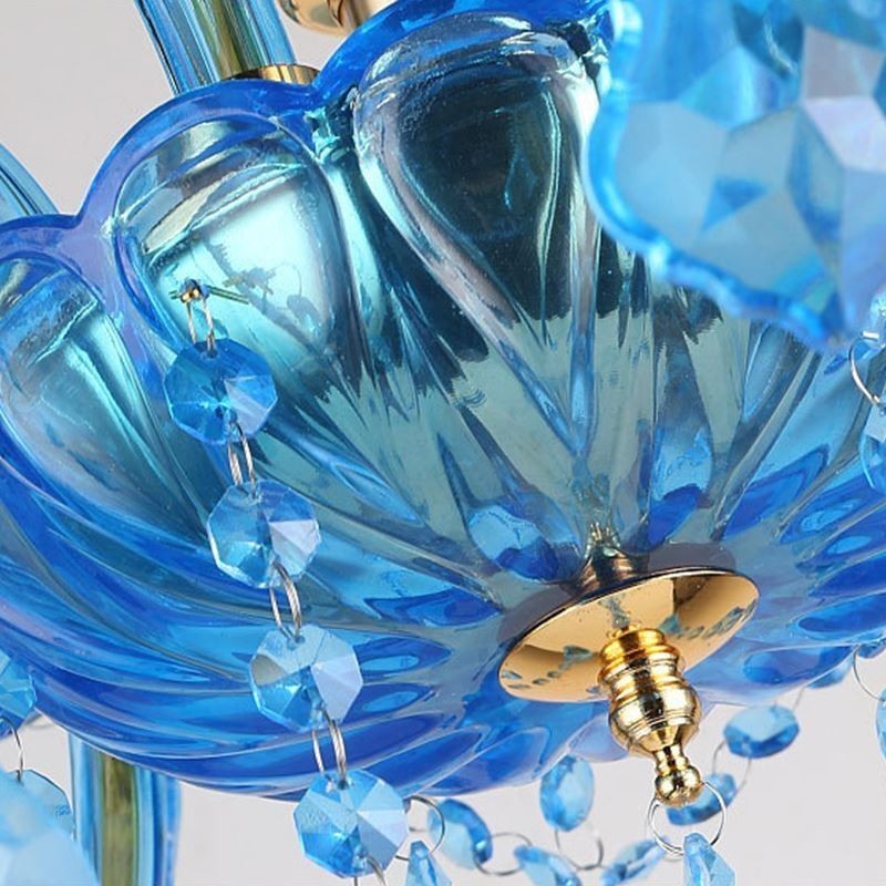 Eleganter Kristall-Kronleuchter, europäische blaue Pendelleuchte