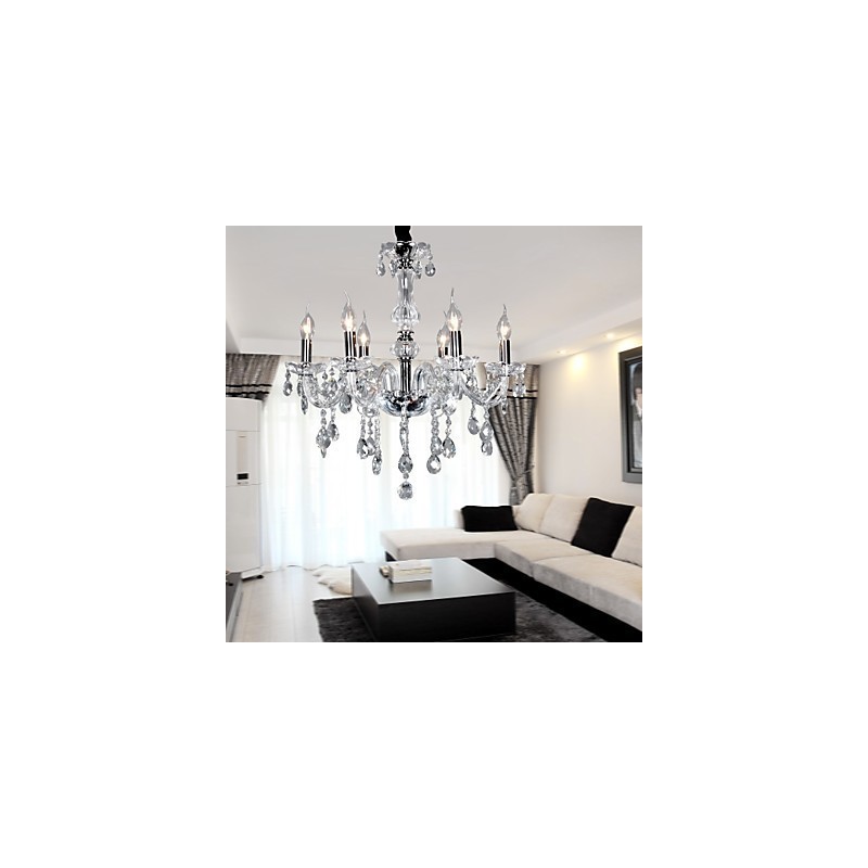 Eleganter Kristall-Kronleuchter mit 6 Lichtern