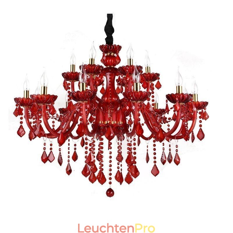 Europäischer eleganter Kristall-Kronleuchter, rote Pendelleuchte