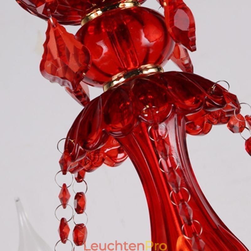 Europäischer eleganter Kristall-Kronleuchter, rote Pendelleuchte