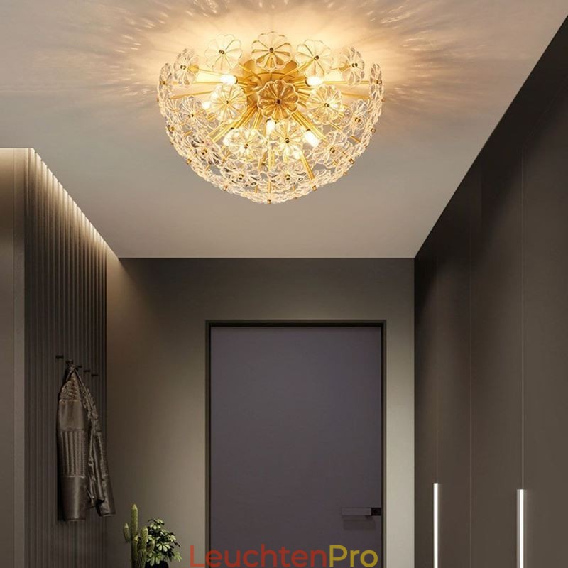 Halbkreisförmige Deckenleuchte aus Glas, flächenbündig, modern, dekorativ, in Blumenform