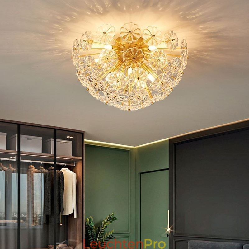 Halbkreisförmige Deckenleuchte aus Glas, flächenbündig, modern, dekorativ, in Blumenform