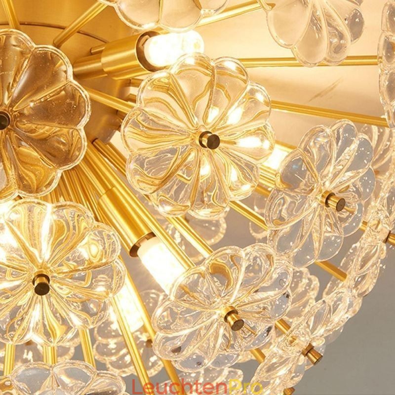 Halbkreisförmige Deckenleuchte aus Glas, flächenbündig, modern, dekorativ, in Blumenform