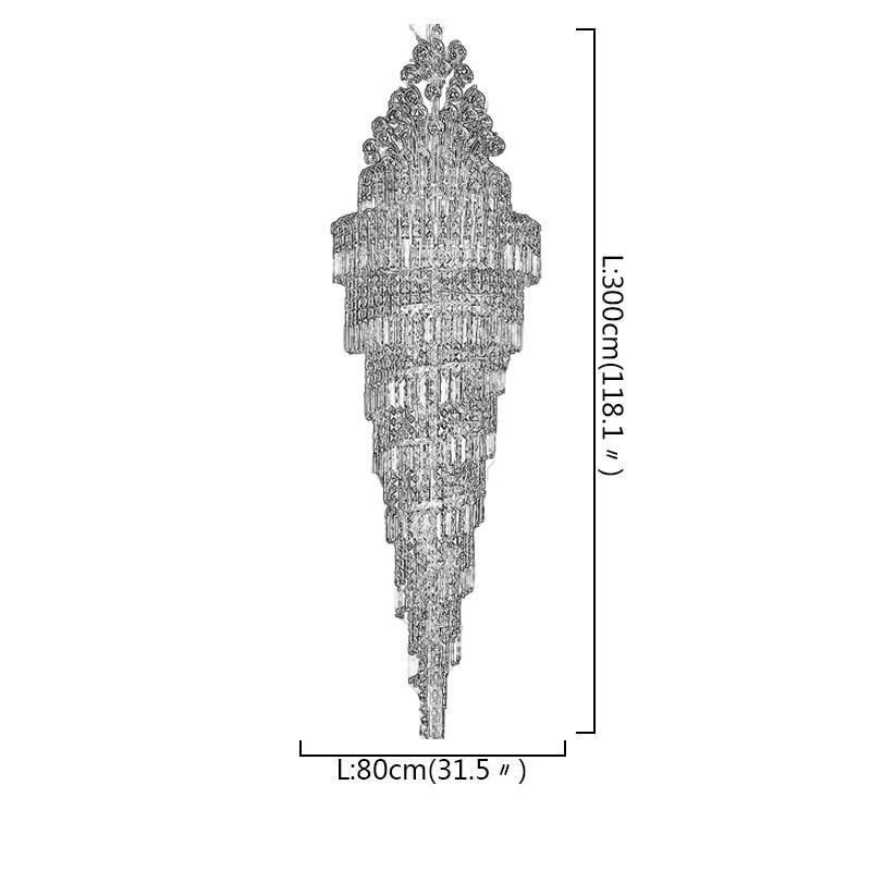 Eleganter Kristall-Empire-Kronleuchter, europäischer Luxus, lange Pendelleuchte