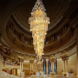 Eleganter Kristall-Empire-Kronleuchter, europäischer Luxus, lange Pendelleuchte