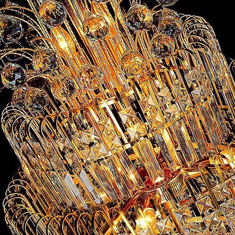 Eleganter Kristall-Empire-Kronleuchter, europäischer Luxus, lange Pendelleuchte