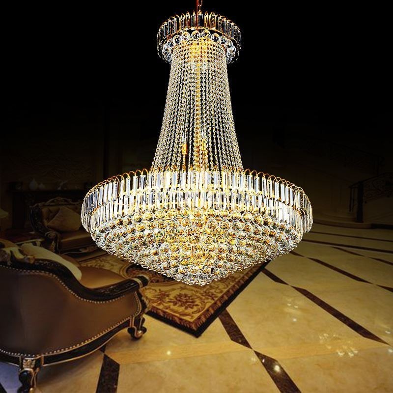 Elegante Kristall Kronleuchter Europäischen Pendelleuchte Lange Hängenden Kronleuchter Duplex Treppe