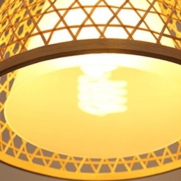 Bambus Semi Flush Mount Kreative Runde Deckenleuchte Vestibül Beleuchtung