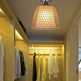 Bambus Semi Flush Mount Kreative Runde Deckenleuchte Vestibül Beleuchtung
