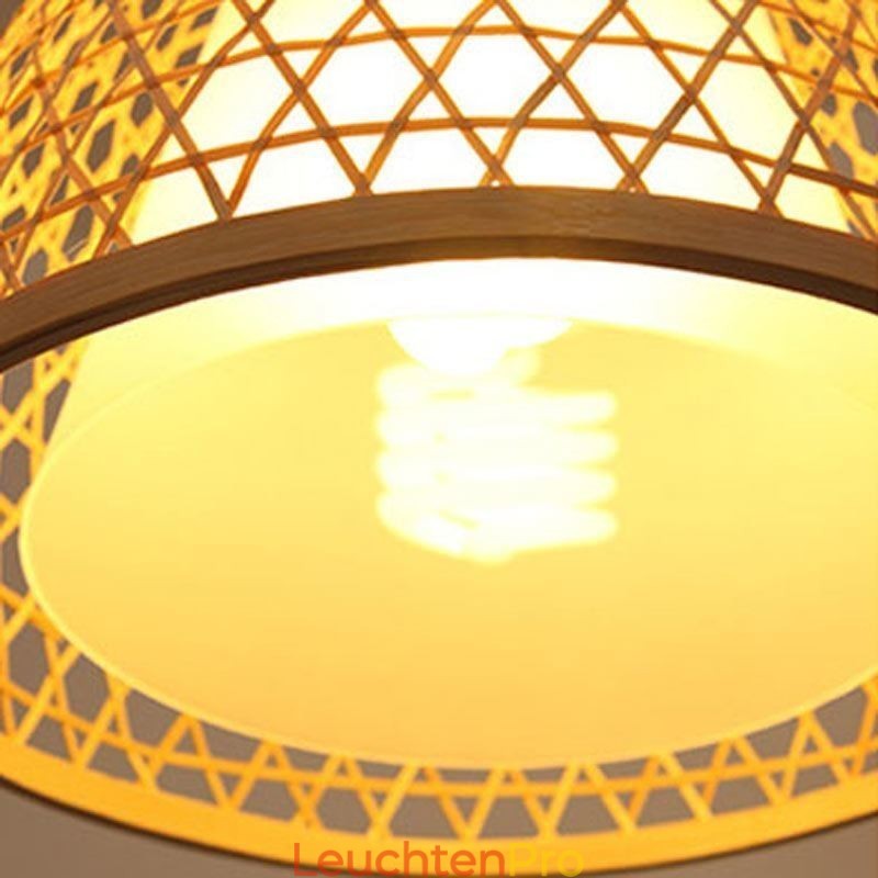 Bambus Semi Flush Mount Kreative Runde Deckenleuchte Vestibül Beleuchtung