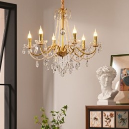 Amerikanische Kristall-Pendelleuchte im Landhausstil, kreative Deckenleuchte aus Eisen