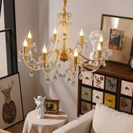 Amerikanische Kristall-Pendelleuchte im Landhausstil, kreative Deckenleuchte aus Eisen