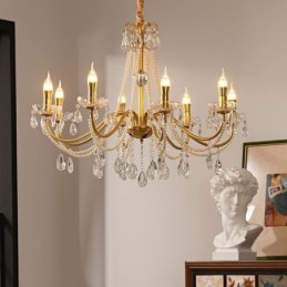 Amerikanische Kristall-Pendelleuchte im Landhausstil, kreative Deckenleuchte aus Eisen