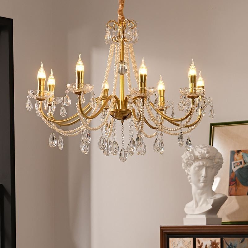 Amerikanische Kristall-Pendelleuchte im Landhausstil, kreative Deckenleuchte aus Eisen
