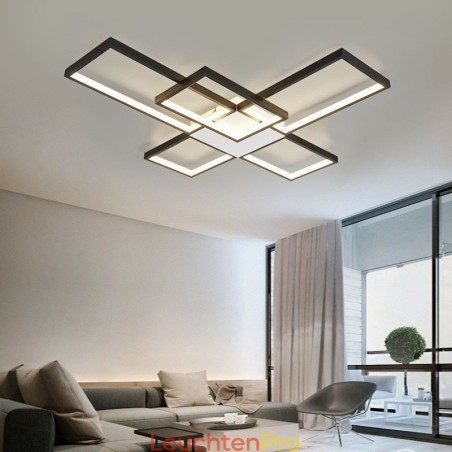 Minimalistische Deckenleuchte mit fünfeckiger Unterputzmontage, stufenlos dimmbar, mit Fernbedienung, 92 W Minimalistische Deckenleuchte mit fünfeckiger Unterputzmontage, stufenlos dimmbar, mit Fernbedienung, 92 W