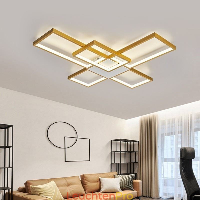 Minimalistische Deckenleuchte mit fünfeckiger Unterputzmontage, stufenlos dimmbar, mit Fernbedienung, 92 W