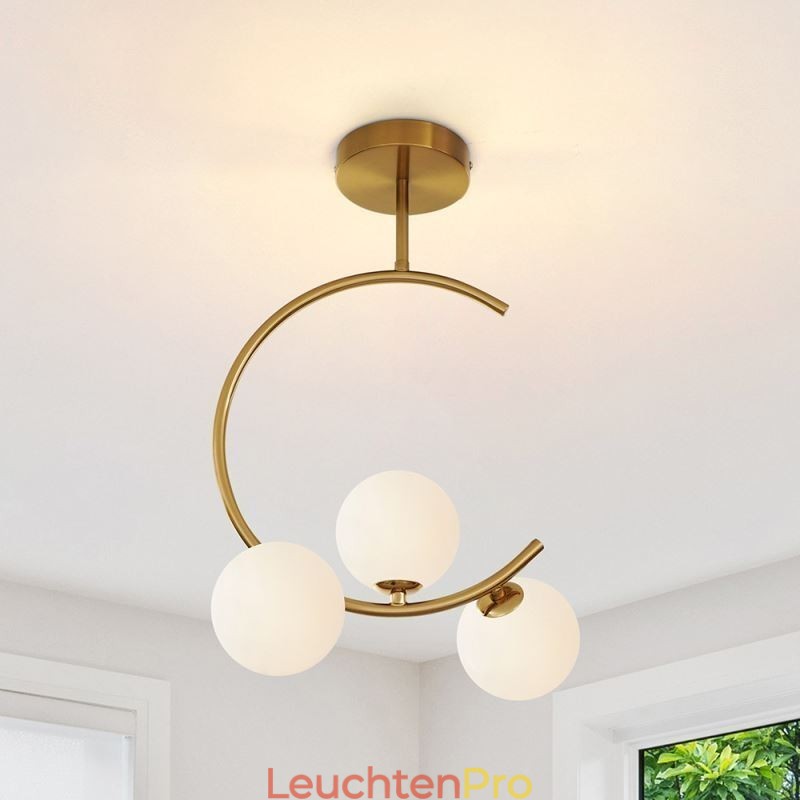 Moderne und einfache Deckenleuchte mit drei Köpfen aus milchig weißem Glas, G9, 5 W