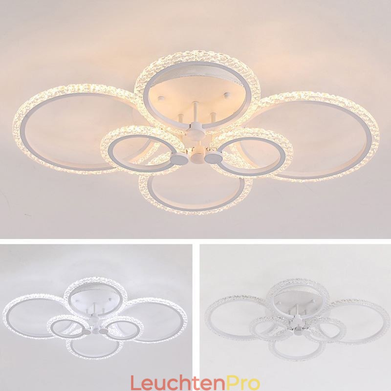 Unterputz-Deckenleuchte, modern, minimalistisch, rund, Acryl, Blumen-Design