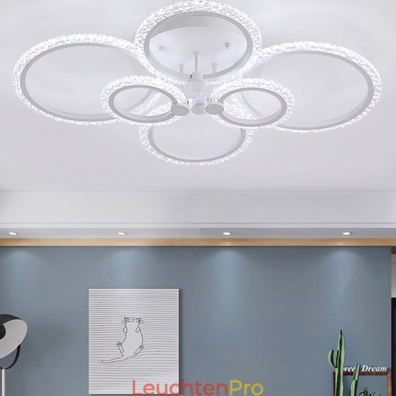 Unterputz-Deckenleuchte, modern, minimalistisch, rund, Acryl, Blumen-Design