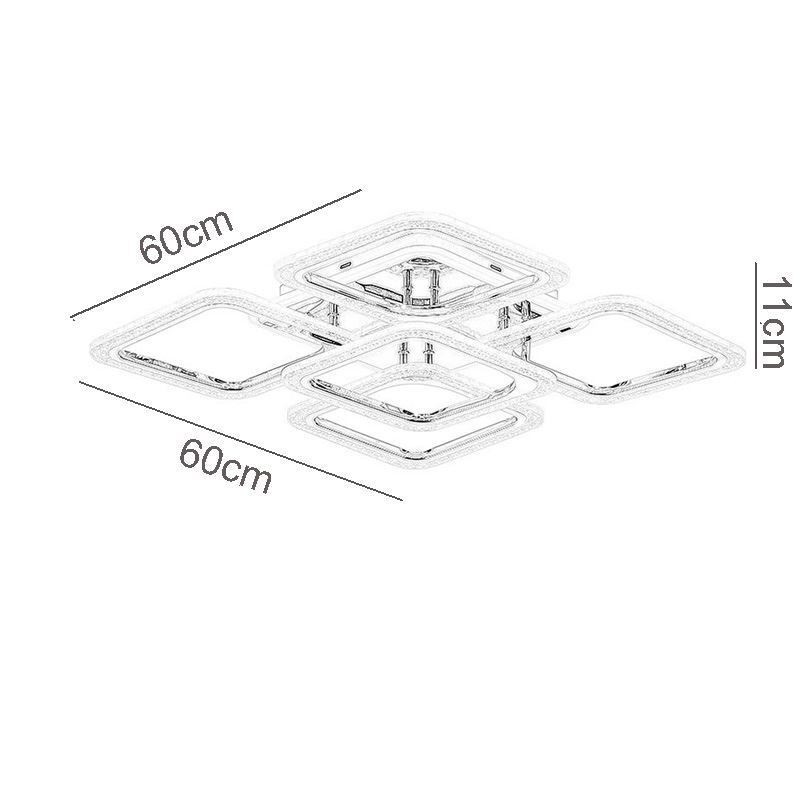 Deckenleuchte aus Acryl, quadratisch, 5 Lichter, Chrom