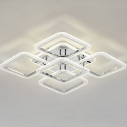 Deckenleuchte aus Acryl, quadratisch, 5 Lichter, Chrom