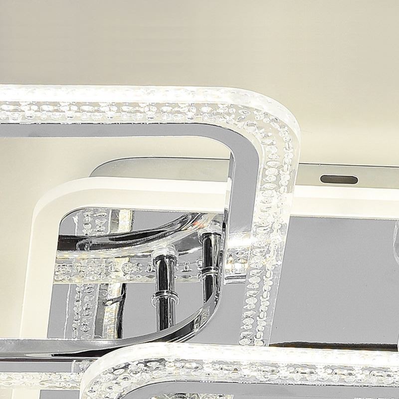 Deckenleuchte aus Acryl, quadratisch, 5 Lichter, Chrom