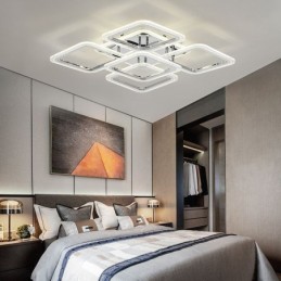 Deckenleuchte aus Acryl, quadratisch, 5 Lichter, Chrom