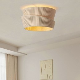 Wabi Sabi Deckenleuchte, Deckenlampe im französischen Creme-Stil, doppellagiger Stoffschirm