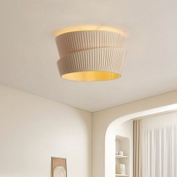 Wabi Sabi Deckenleuchte, Deckenlampe im französischen Creme-Stil, doppellagiger Stoffschirm