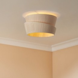 Wabi Sabi Deckenleuchte, Deckenlampe im französischen Creme-Stil, doppellagiger Stoffschirm