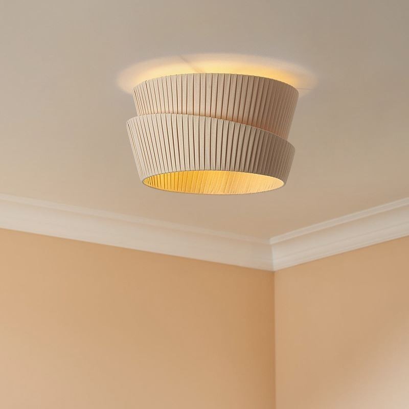 Wabi Sabi Deckenleuchte, Deckenlampe im französischen Creme-Stil, doppellagiger Stoffschirm