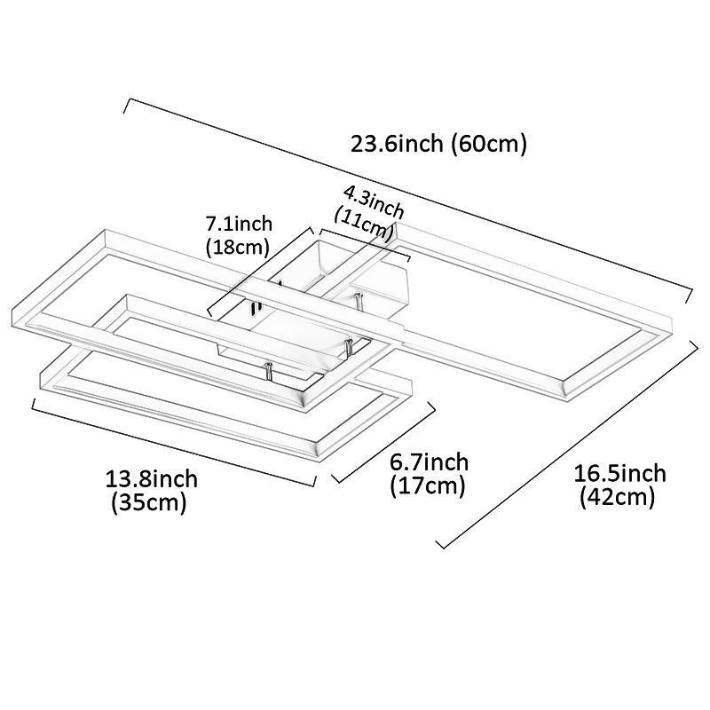 Geometrische rechteckige Deckenleuchte aus Acryl