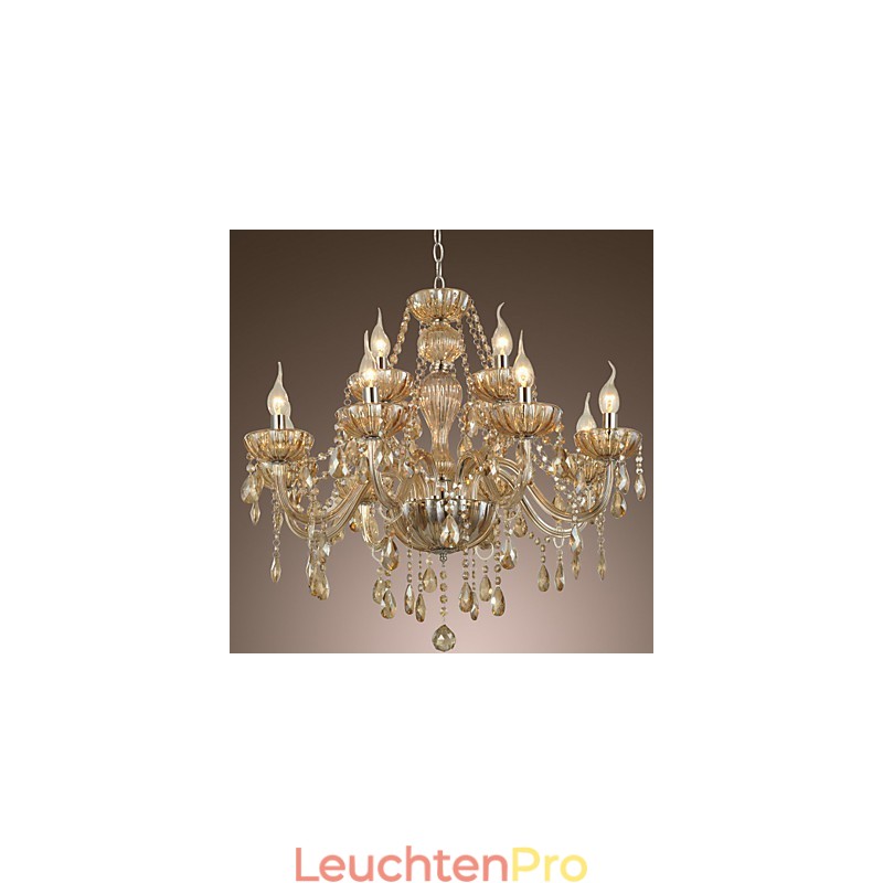 Kronleuchter Kristall Luxus Modern 2 Ebenen Wohnzimmer 12 Lichter