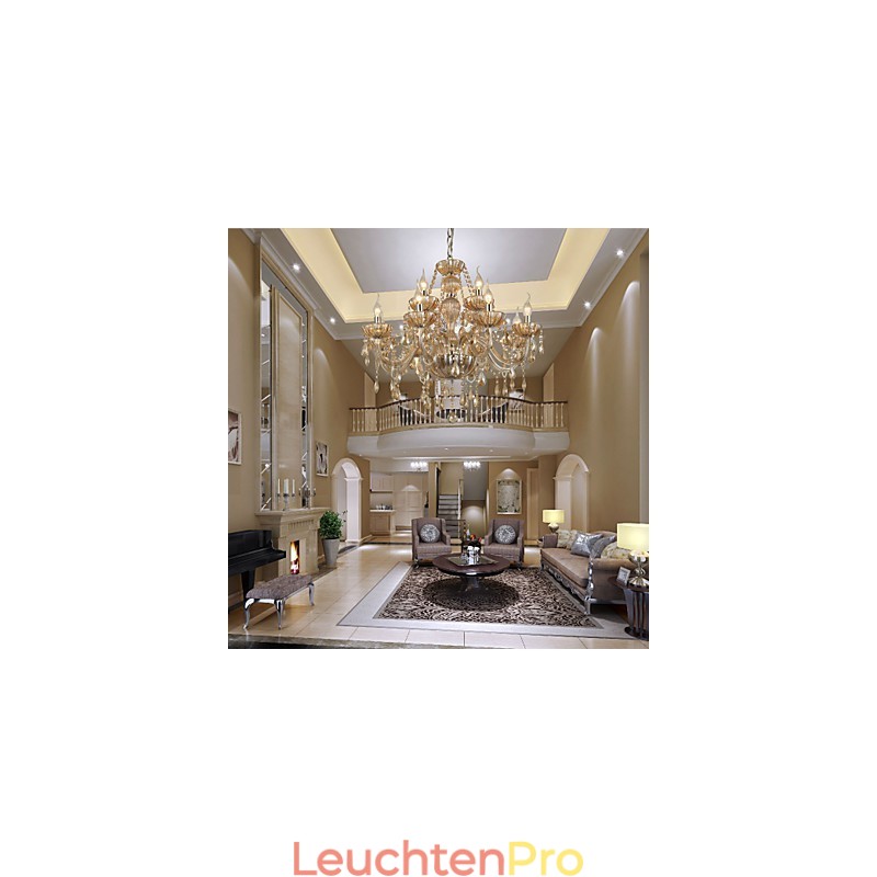 Kronleuchter Kristall Luxus Modern 2 Ebenen Wohnzimmer 12 Lichter
