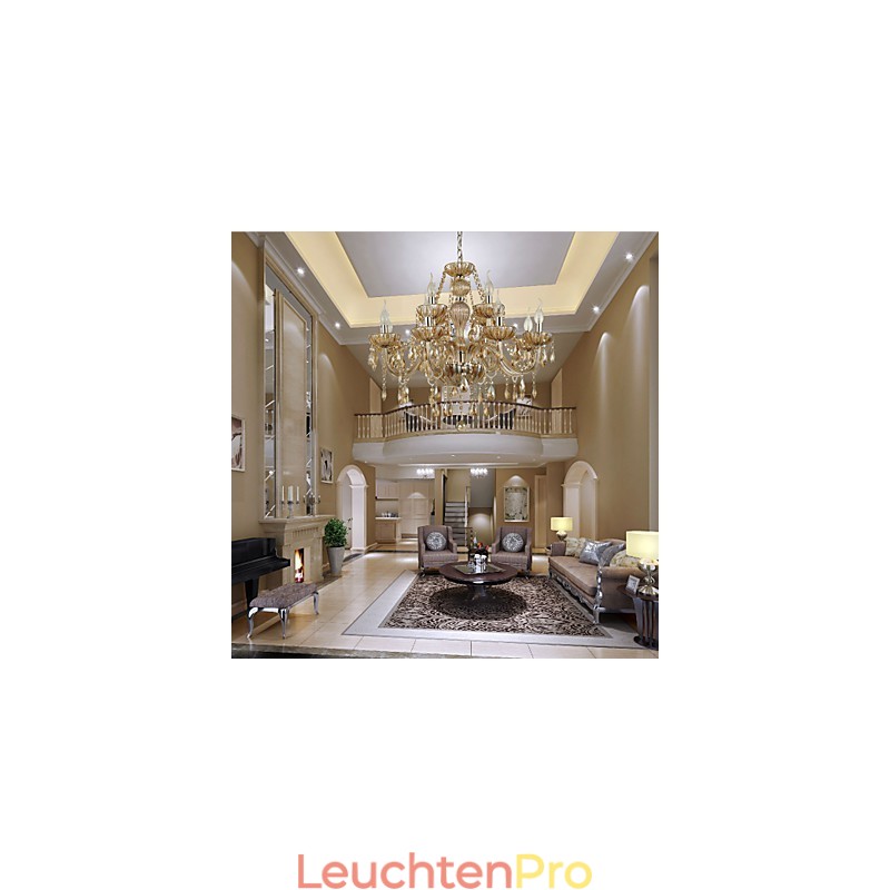 Kronleuchter Kristall Luxus Modern 2 Ebenen Wohnzimmer 12 Lichter
