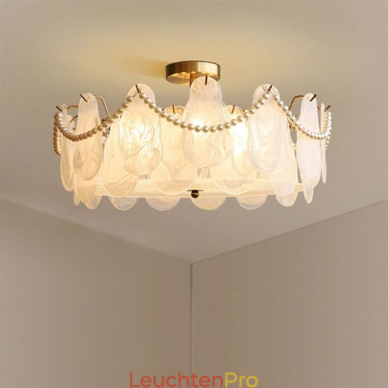 Europäische Deckenleuchte aus Eisen, elegante Deckenleuchte aus Glas