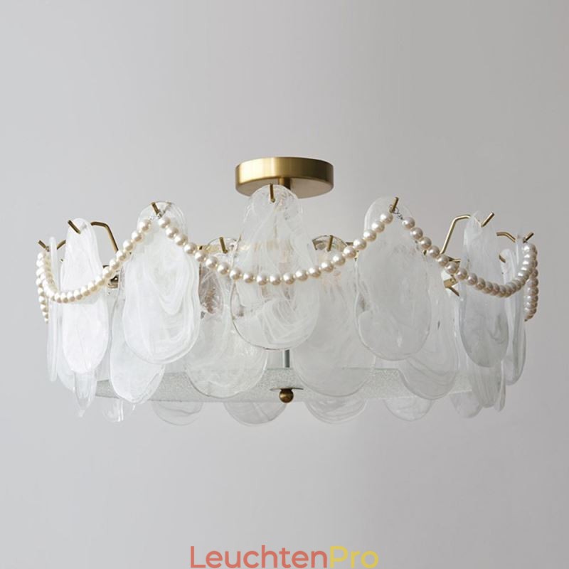 Europäische Deckenleuchte aus Eisen, elegante Deckenleuchte aus Glas